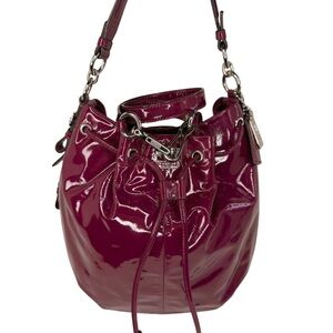 Coach 2011 17745 Grape Burgundy Patent Leather Drawstring Bucket Shoulder Bag